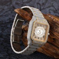 Montre pour homme Baguette VVS Moissanite Diamond, montre pour homme en acier inoxydable plaqué or blanc pour cadeau d'anniversaire