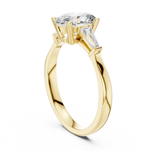 แหวนเพชรทรงรีเพาะเลี้ยงในห้องปฏิบัติการ ทองคำแท้ 14K 18K ประดับเพชรทรงบาแก็ตต์ด้านข้าง รับรองโดย IGI สี DEF ความสะอาด VVS แหวนหมั้นคลาสสิก ODM - Product Image 4