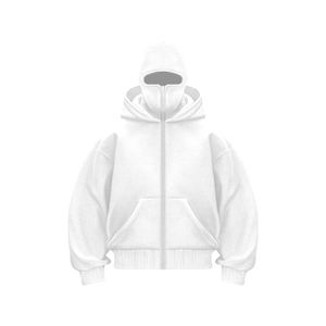Sweat-shirts à capuche personnalisés pour hommes, 100% coton, épais, surdimensionnés, à double capuche, zippés, à épaules tombantes - Product Image 3