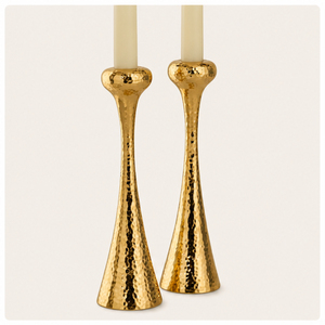 Hammered Gold Metal Taper Candle <b>Holders</b> Set Handmade Modern <b>Brass</b> <b>Candlestick</b> Stand for Home Decor And Festive Table Decor - Product Image 3