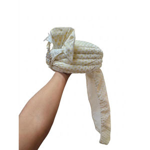Turban de mariage en or blanc |   Safa indien royal pré-noué pour le marié - Product Image 4