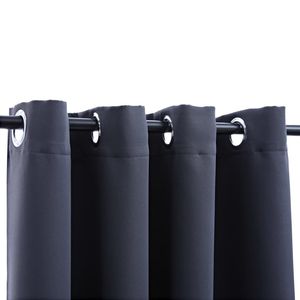 Antracite 54 "x 63" tessuto 2 pezzi tende oscuranti con anelli mantovane e trattamenti per finestre - Product Image 3