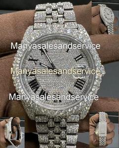 Montre mécanique automatique haut de gamme entièrement sertie de moissanite, en acier inoxydable, style hip-hop, caractéristique de plongée, testée comme un diamant - Product Image 5