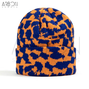 Bon Fournisseur Nouvelle Tendance au Meilleur Prix Service OEM ODM Dernier Style Bonnets en Tricot à Motifs Orange et Bleu pour Hommes et Femmes - Product Image 2