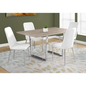 Tavolo da Pranzo Rettangolare Contemporaneo da 60 Pollici in Laminato Marrone con Dettagli in Metallo Cromato per Cucina e Sala da Pranzo - Product Image 4