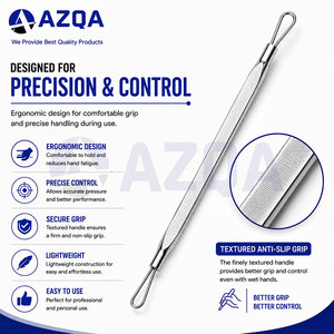 Stainless Steel Double Sided Comedone <b>Removal</b> Tool With Wire Loop Ends And Textured Non Slip Grip For Facial Skincare - Product Image 5