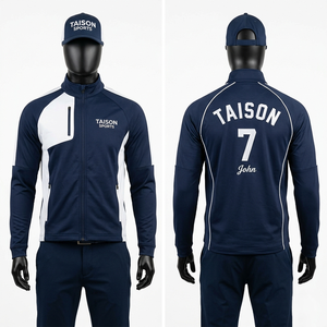 Veste d'entraînement de golf pour homme, 240 GSM, polyester et élasthanne, texture marbrée, panneau avant contrastant, manches contrastantes, logo personnalisé, sublimation, broderie. - Product Image 5