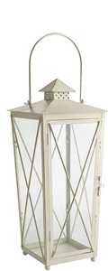 Farol Único de Metal y Vidrio con Acabado Blanco, Faroles de Metal para Velas, Decoración del Hogar para Exteriores, Hechos a Mano y Personalizados - Product Image 2