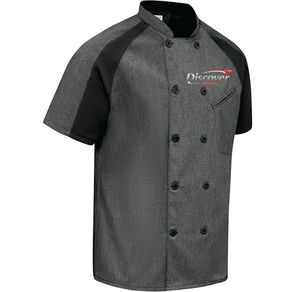 Découvrez la veste de chef unisexe à manches longues Impex, imprimée numériquement, en polyester et coton tissé, uniforme de restaurant et de bar, fermeture à boutons, noir - Product Image 2