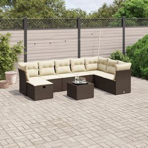 Grand ensemble de canapés de jardin modulaires en rotin PE marron - Product Image 1
