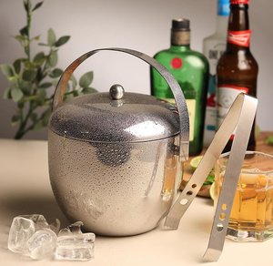 Hotel & Bar Stainless Steel <b>Ice</b> Bucket with <b>Tong</b> | Mirror Finish Double Wall Design - Product Image 3