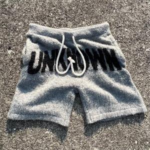 Custom Men Mohair Shorts Fuzzy Wool High Quality Streetwear Casual Shorts - Product Image 3