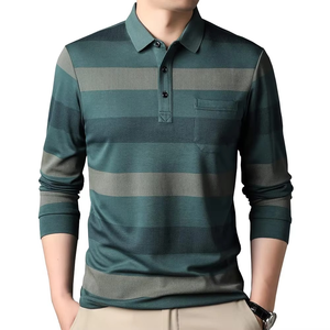 Camiseta Polo a Rayas Casual para Hombre, Transpirable, de Manga Larga para Verano, Precio de Fábrica OEM ODM, Camiseta para Hombre - Product Image 6