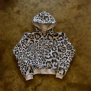 Sweat-shirts à capuche zippés imprimés léopard effet vieilli unisexe – Qualité supérieure en coton – Prix de gros – Style streetwear - Product Image 1