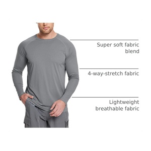 Rashguard unisexe à manches longues couleur pêche anti-UV UPF50+ anti-bactérien respirant séchage rapide polyester écologique pour l'extérieur - Product Image 5