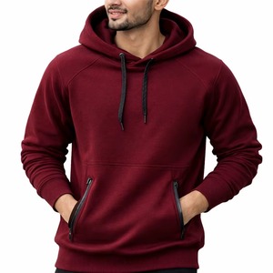 Sudadera con Capucha Lisa para Hombre, Informal, de Forro Polar, con Bolsillo Tipo Canguro, para Invierno, Gruesa, 360 g, 100% Algodón, Talla Grande - Product Image 2