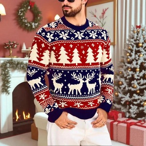 Suéter de punto jacquard negro con diseño de galleta de jengibre para hombre, cuello redondo, para invierno - Product Image 6