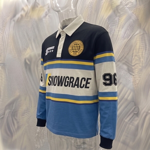 Camiseta de Fútbol Snowgrace de Manga Larga a Rayas, Cuello Camisero, Corte Regular, Ropa para Hombre, Poliéster Transpirable - Product Image 4