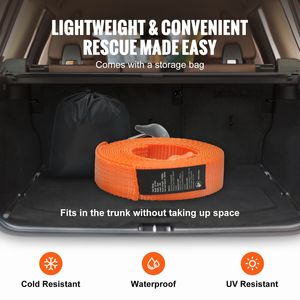 Cinghia di traino per ATV da 2 pollici x 20 piedi con fune di recupero resistente da 17.000 libbre e ganci di sicurezza per camion e veicoli - Product Image 5