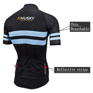 Jersey de Ciclismo Personalizado Azul de Manga Corta, Ecológico, 100% Poliéster, Unisex, Alta Elasticidad, Logotipo Frontal - Product Image 3