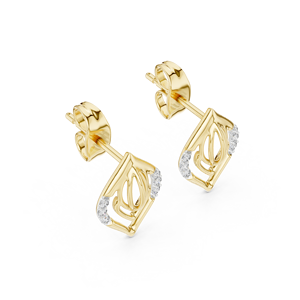 Juego de Anillos con Diamantes Cultivados en Laboratorio CELESTIAL LEAF GLIDE, Oro Amarillo Sólido de 18 Quilates, Chapado en Rodio, Certificado, para Compromiso, Boda, Fiesta - Product Image 2