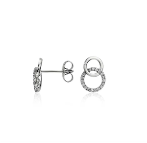 14K Gold Duet Diamond (Natural) <b>Circle</b> Earrings for Bridal wear For Travel Wear and Lightweight Comfortable Accessories - Product Image 4