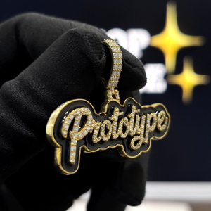 Colgante Personalizado con Nombre en Esmalte Negro, Plata de Ley 925, Diamante Moissanita VVS, Joyería Hip Hop Personalizada, OEM ODM - Product Image 2