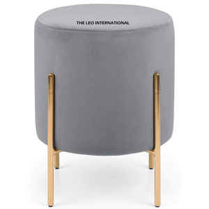 <b>Mid</b>-<b>Century</b> Modern Round Small Upholstered <b>Footstool</b> With Gold Metal Legs for Home Living Room Ottoman Stools - Product Image 3