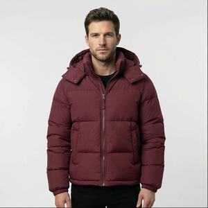 Veste parka d'hiver décontractée pour hommes vente en gros personnalisée à la mode grande taille chaude imperméable à capuche bouffante nylon matériel coton hommes - Product Image 1