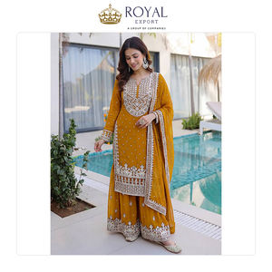 Collection de costumes Sharara en soie Chinnon lourde avec broderies de sequins, dernier design et nouveau style, pour mariage, en vente - Product Image 4