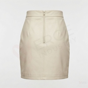 Women High Waist <b>Faux</b> <b>Leather</b> Pencil <b>Skirt</b> Solid Mini <b>Skirt</b> With Slit - Product Image 2