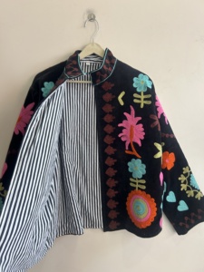 Velvet Suzani <b>Jacket</b> With Indian Embroidered Art Work Boho <b>Women</b> <b>Jacket</b> - Product Image 6