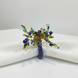 Anneaux de serviette perlés faits main sur mesure avec accents violets – Supports d'anneaux de serviette pour fêtes, décoration intérieure et magasins d'ameublement - Product Image 6