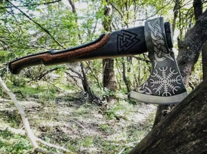 Hache Viking RAGNAR artisanale de qualité industrielle Imperial Enterprises, hache-tomahawk personnalisée en acier à haute teneur en carbone avec manche en bois de rose - Product Image 6