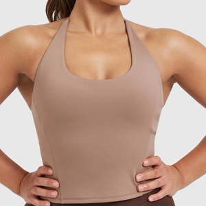 Débardeur court dos nu pour femme, séchage rapide, col halter avec coussinets, idéal pour la gym, le fitness, le yoga, haut sexy pour l'entraînement, gilet à dos ouvert - Product Image 3