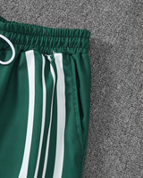 Men's Green Polyester Bermuda Shorts With White Side Stripes Mid Waist Elastic Waist Sporty Quick Dry Shorts