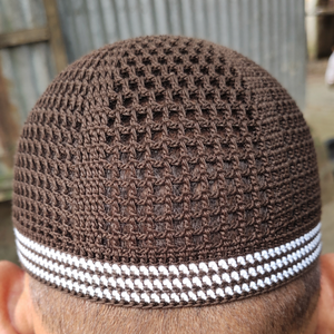 Chapeau Kufi musulman en maille tricotée à la main de qualité export, unisexe, couleur unie, ajustable, extensible, respirant, bonnet chimio, turban en coton - Product Image 4