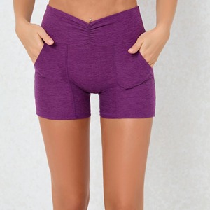 Shorts de course pour femmes, taille haute, à effet froncé aux fesses, compressifs, respirants, écologiques, sans coutures, coupe classique, vente en gros personnalisée - Product Image 2