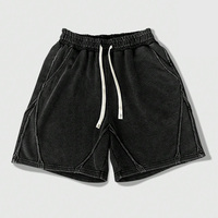 Shorts en molleton bouclette délavé à l'acide, coton épais, logo personnalisé pour les labels streetwear, faible MOQ