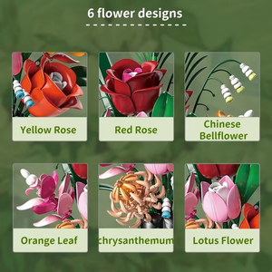 ชุดตัวต่อดอกกุหลาบ 566 ชิ้น ชุดแจกันดอกไม้ประดับตกแต่งบ้าน ของขวัญวาเลนไทน์สุดโรแมนติกสำหรับสาวๆ ของเล่น DIY - Product Image 5