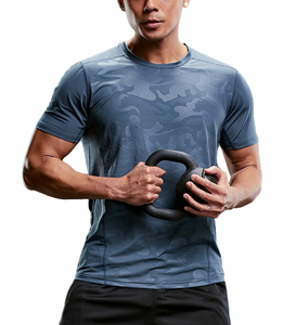 Camouflage Print High <b>Elastic</b> Slim Fit US Size T Shirt Running Gym Breathable Quick Dry Sport Mens T Shirt - Product Image 4