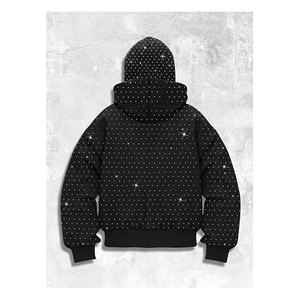 Sweat-shirt à capuche zippé pour homme, de qualité supérieure et au meilleur prix, avec strass, manches longues, style streetwear, avec poches - Product Image 5