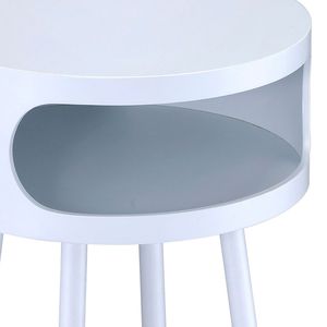 Tavolino Consolle Rotondo Bianco e Naturale con 1 Ripiano e Design Elegante - Product Image 5