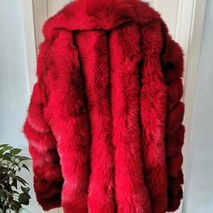 Custom Any Color Real fox Fur <b>Long</b> Style Hooded Fur Coat - Product Image 2