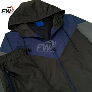 Custom Nylon Sweat Suit <b>Zip</b> <b>Up</b> <b>Jacket</b> Pants Set Casual Lightweight Patchwork Nylon Mens Windbreaker Streetwear Tracksuit For Men - Product Image 4