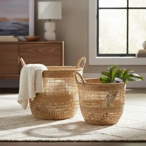Cesta vietnamita artesanal de jacinto de agua con tapa, cesta de almacenamiento natural tejida a mano, multiusos para la organización del hogar - Product Image 4