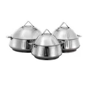 Cacerola de Plata Martillada Artesanal, Calentador de Alimentos Premium, Cuenco Grande de Acero Inoxidable Kadai con Asas de Alto Brillo - Product Image 2