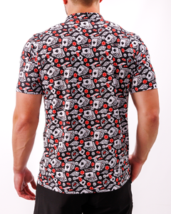 Men's <b>Orange</b> Printed Short Sleeve for Shirt with Casual Design Anti-Wrinkle Breathable Broadcloth Fabric - Product Image 4