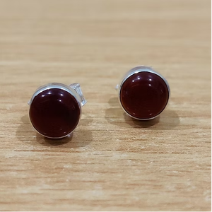 Small Size <b>Silver</b> 925 <b>Stud</b> <b>Earring</b> With Carnelian Gemstone - Anti Tarnish Wholesale Jewelry - Product Image 2