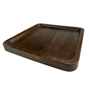 Square Wooden <b>Serving</b> Tray With Metal Handles Handmade Solid Wood Engraved Vintage Design <b>Dish</b> & Plate Kitchen Ware <b>Set</b> - Product Image 4